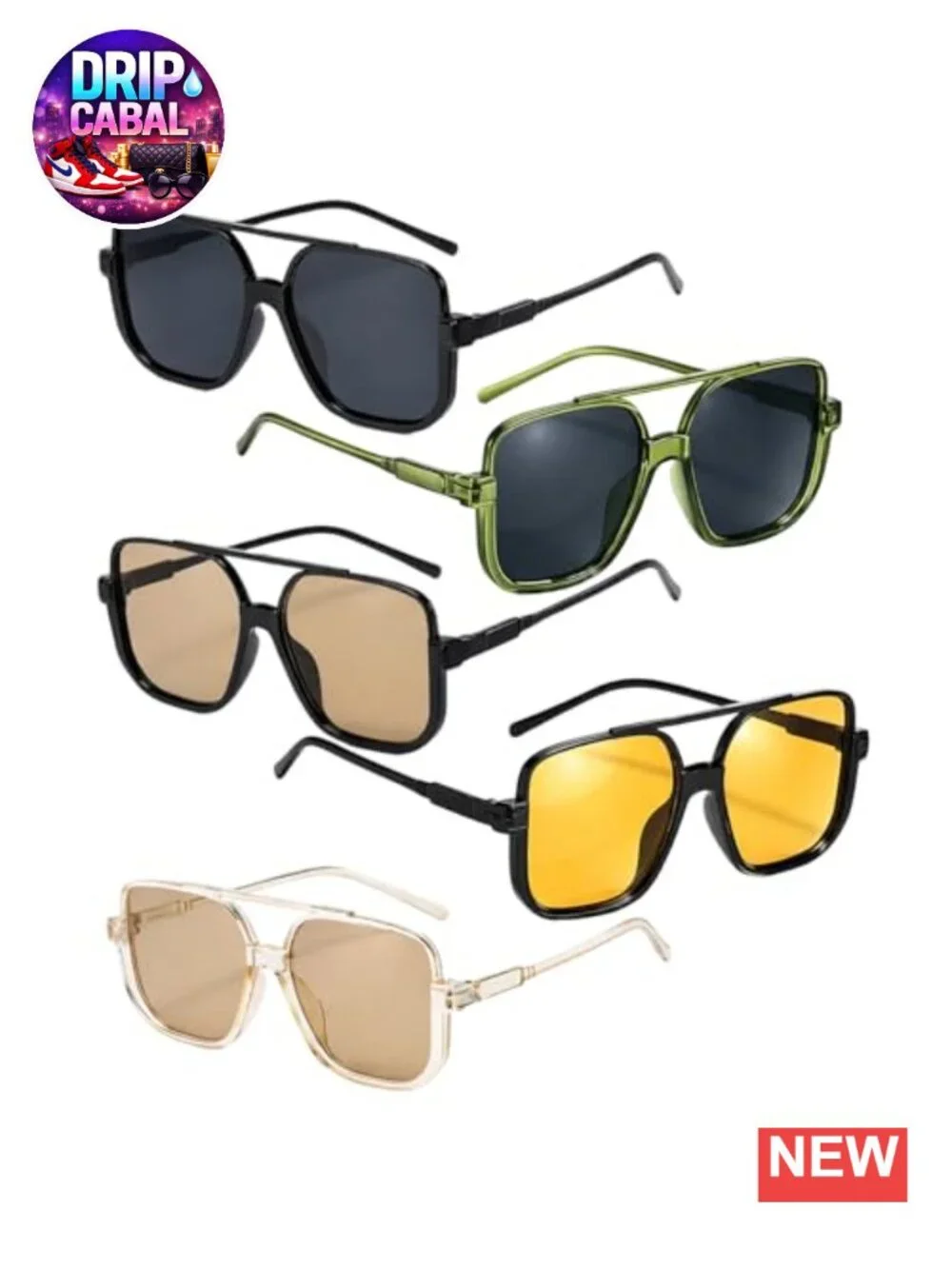 5 Pack Oversized Square Sunglasses Women UV Protection Lightweight Fashion